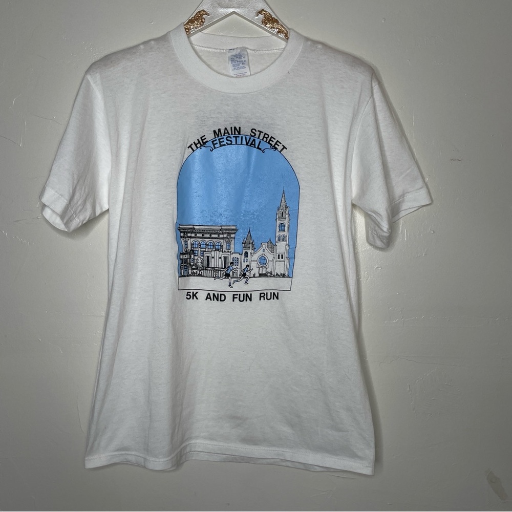 VINTAGE 90s SINGLE STITCH FUN RUN MARATHON MADE IN THE USA T SHORT SZ L
